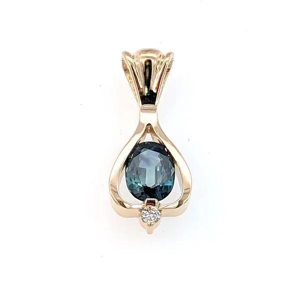 14ky Sapphire and Diamond Pendant