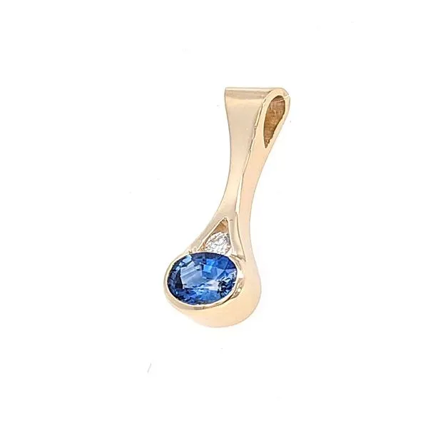 14ky Sapphire and Diamond Pendant Image 2 Charles Frederick Jewelers Chelmsford, MA