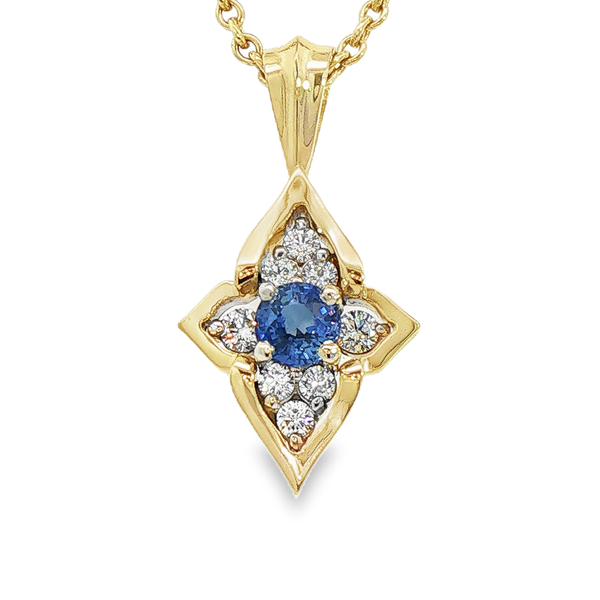 .42ct Sapphire and Diamond Pendant Charles Frederick Jewelers Chelmsford, MA