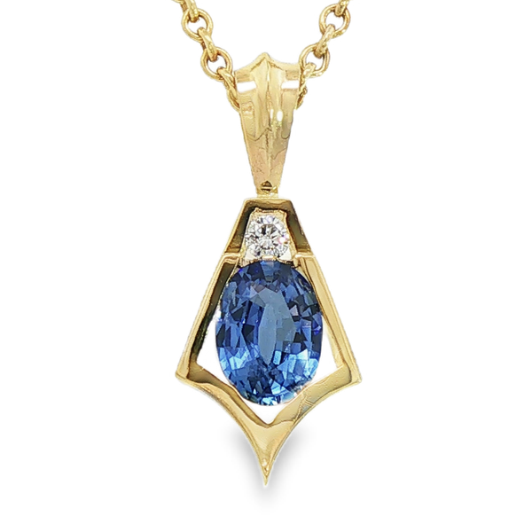 .87ct Sapphire and Diamond Pendant Charles Frederick Jewelers Chelmsford, MA