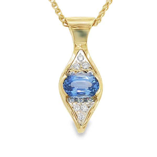 1.53ct Sapphire and Diamond Pendant Charles Frederick Jewelers Chelmsford, MA