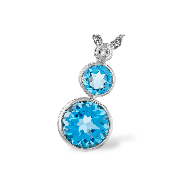 14KW 1.65ctw Blue Topaz and Diamond Bezel Pendant 18in Charles Frederick Jewelers Chelmsford, MA