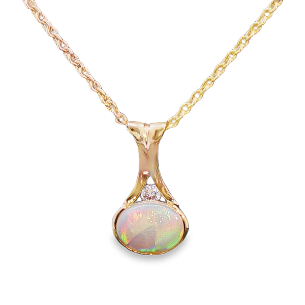 1.16ct Opal and Diamond Pendant Charles Frederick Jewelers Chelmsford, MA