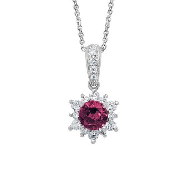 14KW Ruby & Diamond Pendan Charles Frederick Jewelers Chelmsford, MA