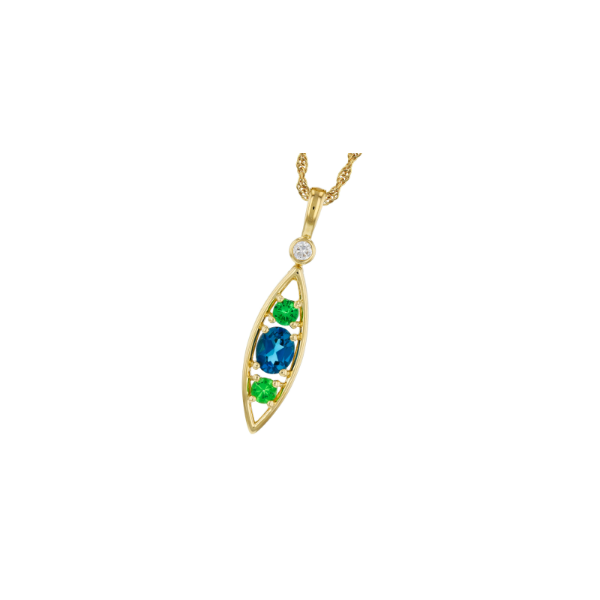 14KY 0.54ctw Blue Topaz and Green Garnet with 0.04ct Diamond Pendant 18in Charles Frederick Jewelers Chelmsford, MA