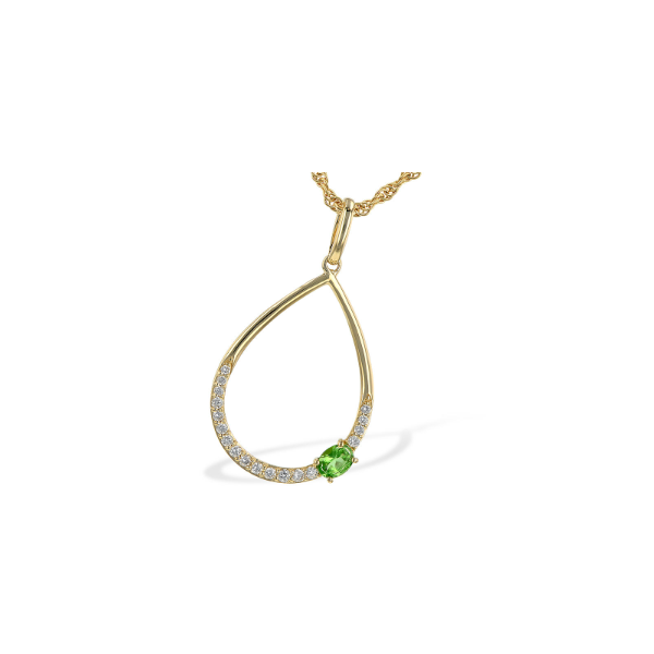 14KY 0.17ctw Green Garnet and 0.09 Diamond Tear Drop Pendant Charles Frederick Jewelers Chelmsford, MA