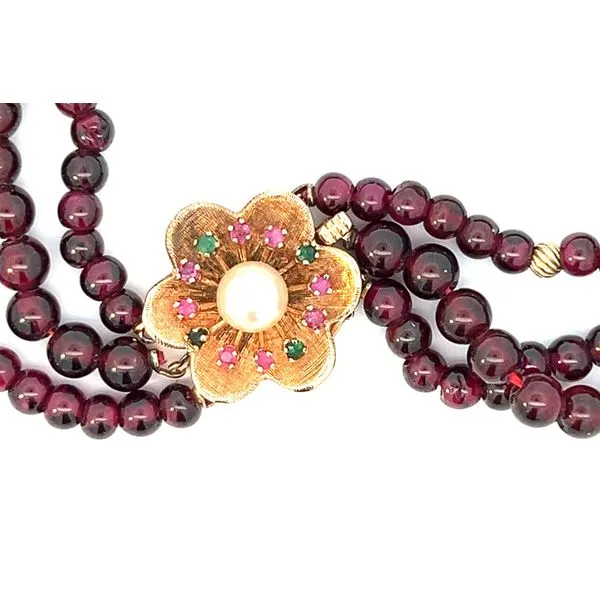 14KY Garnet Bead And Gold Necklace Image 2 Charles Frederick Jewelers Chelmsford, MA