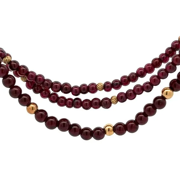 14KY Garnet Bead And Gold Necklace Charles Frederick Jewelers Chelmsford, MA