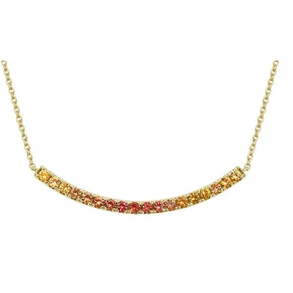 14KY Orange and Yellow Multi Colored Sapphire Necklace Charles Frederick Jewelers Chelmsford, MA