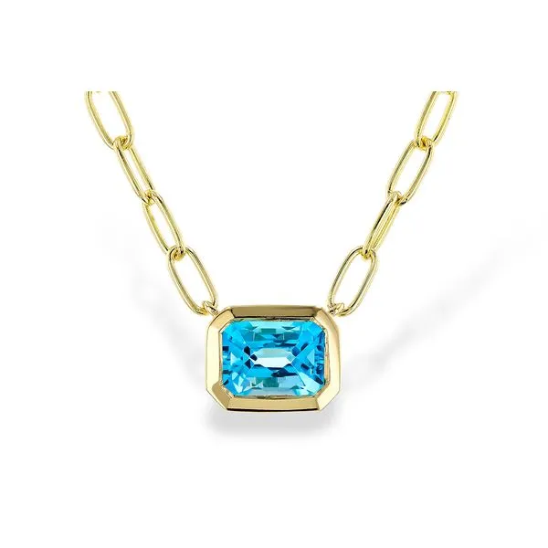 14KY Swiss Blue Topaz Necklace 18in 1.20ct