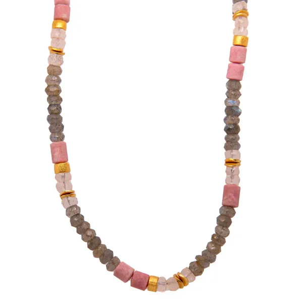 Joyla Rose Quartz and Labradorite 24k Vermeil Necklace Charles Frederick Jewelers Chelmsford, MA