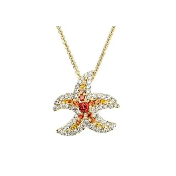 14K Sapphire Starfish Necklace Charles Frederick Jewelers Chelmsford, MA