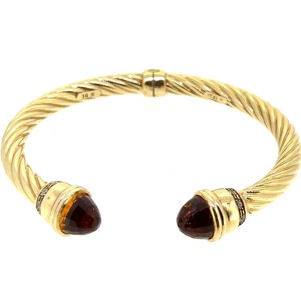14KY Citrine And Diamond Cuff Bracelet Charles Frederick Jewelers Chelmsford, MA