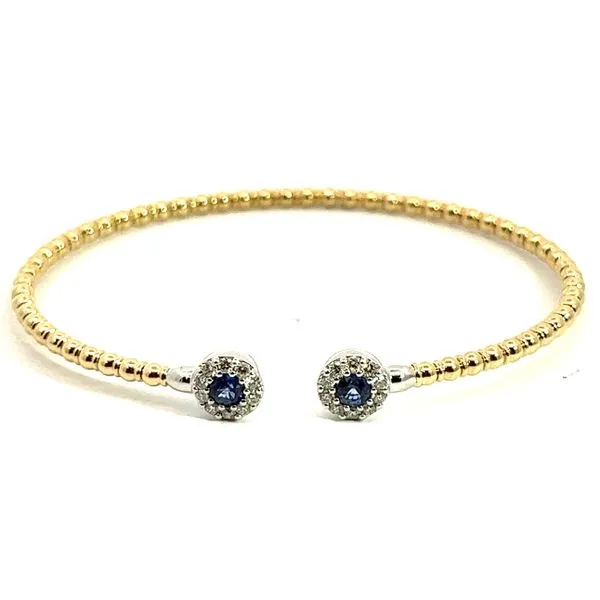 14K TT .48ctw Sapphire And .35ctw Diamond Cuff Bracelet Charles Frederick Jewelers Chelmsford, MA