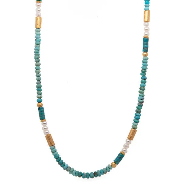 Joyla Turquoise and Pearl 24k Vermeil Bracelet Charles Frederick Jewelers Chelmsford, MA
