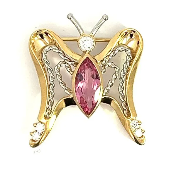 18KY And Platinum 1.48ct Tourmaline And .28ctw Diamond Pendant Charles Frederick Jewelers Chelmsford, MA