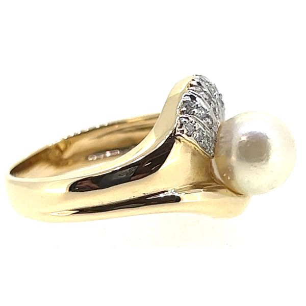 14KY 8mm Cultured Pearl And Diamond Ring Image 2 Charles Frederick Jewelers Chelmsford, MA
