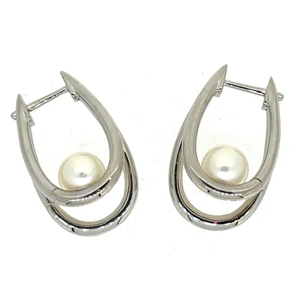Sterling/Rhodium Pearl Earrings Charles Frederick Jewelers Chelmsford, MA