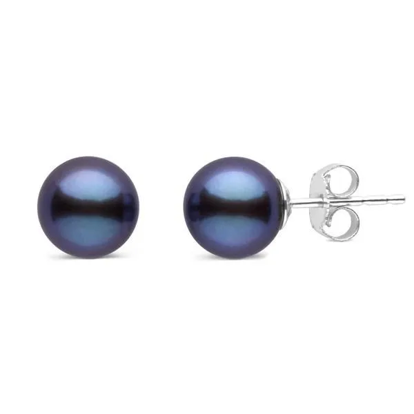 14K White Gold Black Pearl Earrings