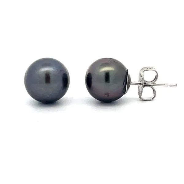 14K 8.5mm Black Pearl Earrings