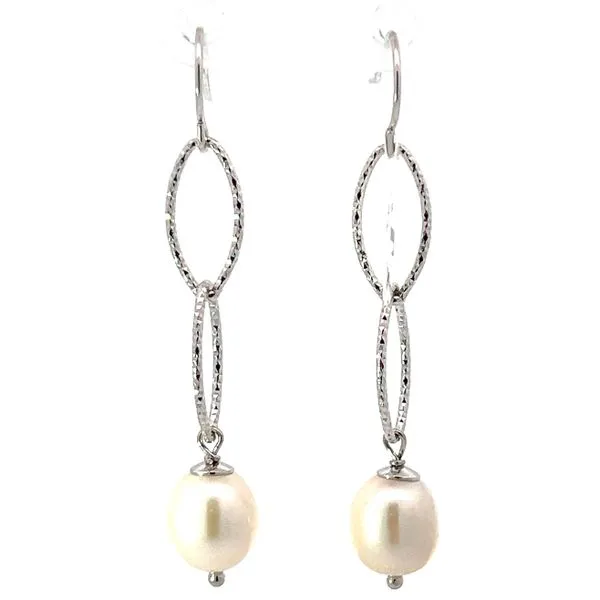 Sterling 8.5-9mm Freshwater Oval Pearl Station Earrings Charles Frederick Jewelers Chelmsford, MA