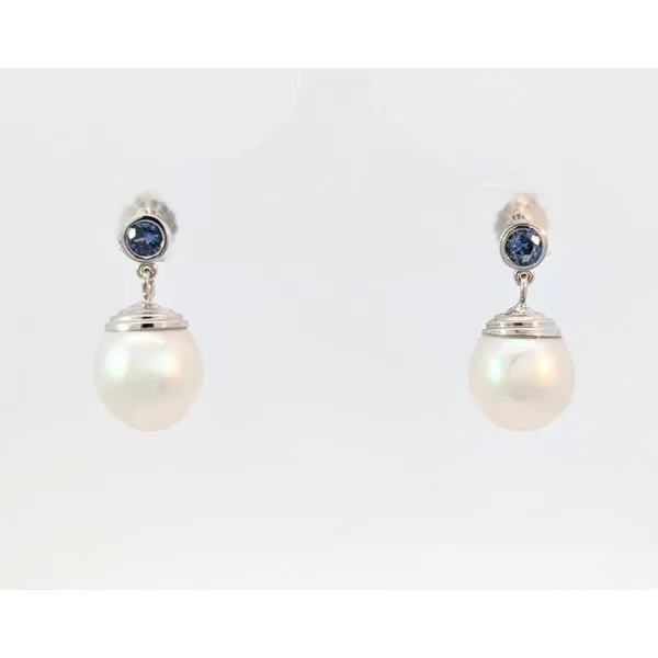 South Sea Pearl and Sapphire Earrings