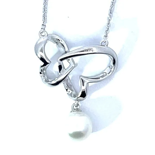 7MM Cultured FW Bead Pearl Heart Sterling Silver Rhodium Pendant Charles Frederick Jewelers Chelmsford, MA