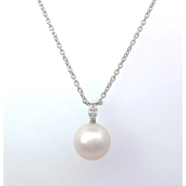 Sterling Freshwater Pearl and Diamod Necklace
