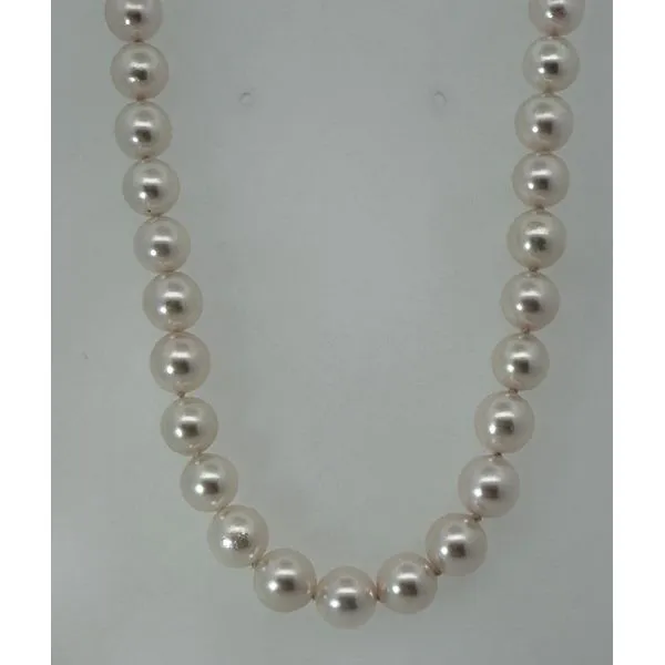 7-7.5mm White Akoya 17inch Pearl Strand with 14KY Fish Ho...