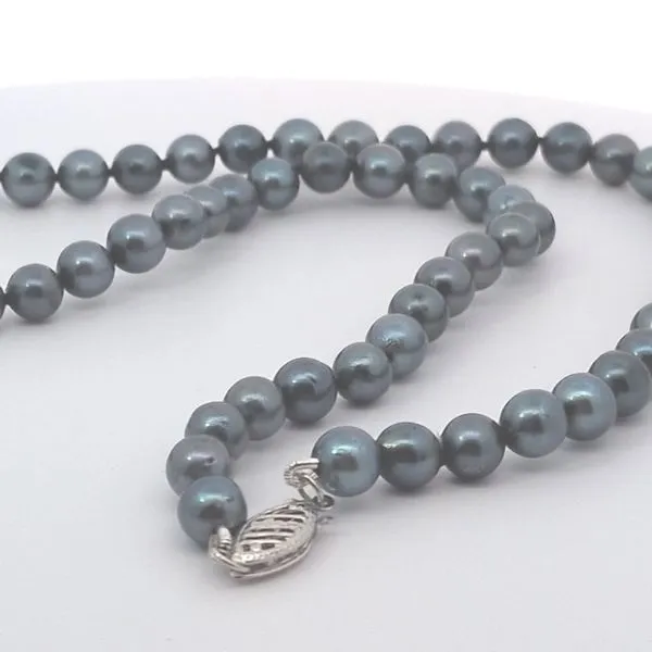 18in 5.5mm Black Akoya Pearl Strand with 14KW Clasp Charles Frederick Jewelers Chelmsford, MA