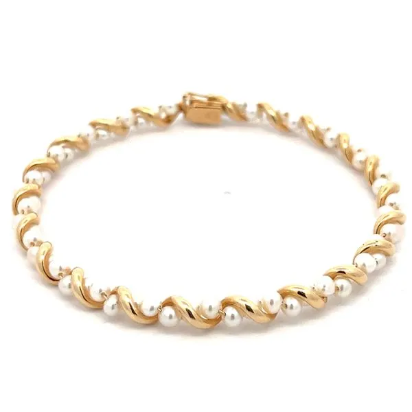 14KY 3mm Cultured Pearl Woven Bracelet Charles Frederick Jewelers Chelmsford, MA