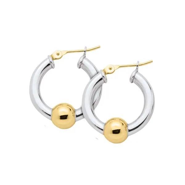 14KY/SS Cape Cod Hoop Earrings 20mm Charles Frederick Jewelers Chelmsford, MA