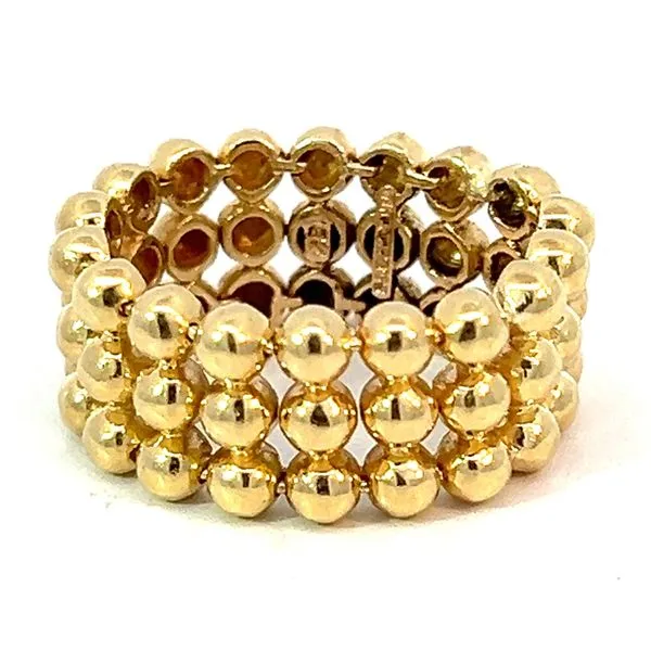 18KY Heavy Flexible Gold Bead Multi Row Ring Charles Frederick Jewelers Chelmsford, MA