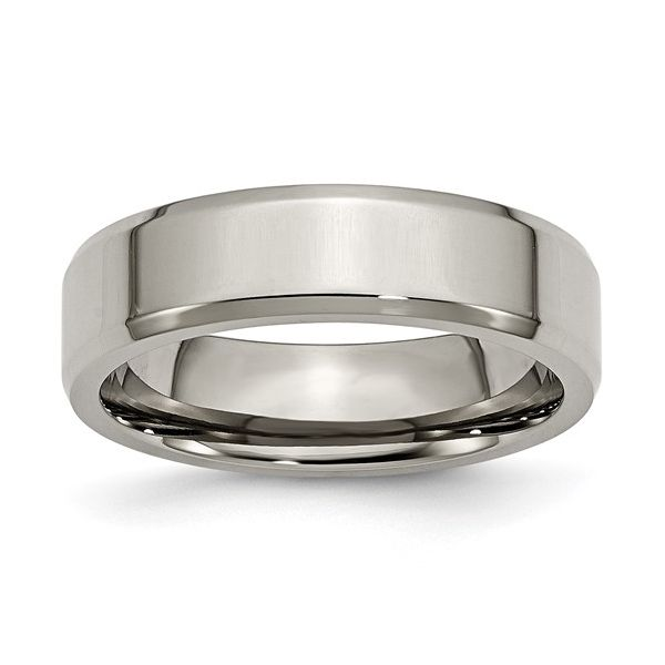 Titanium 6mm beveled polished band Charles Frederick Jewelers Chelmsford, MA