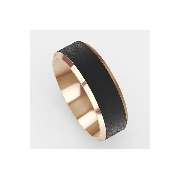 14k Rose Gold Carbon Fiber Band Charles Frederick Jewelers Chelmsford, MA