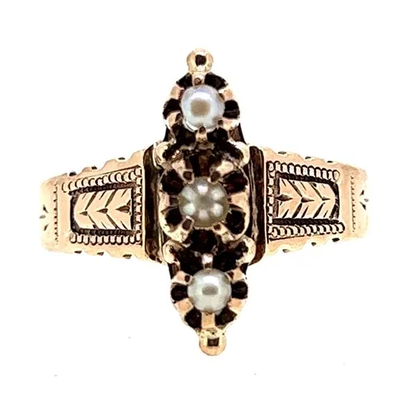 14KR Seed Pearl Antique Ring Charles Frederick Jewelers Chelmsford, MA
