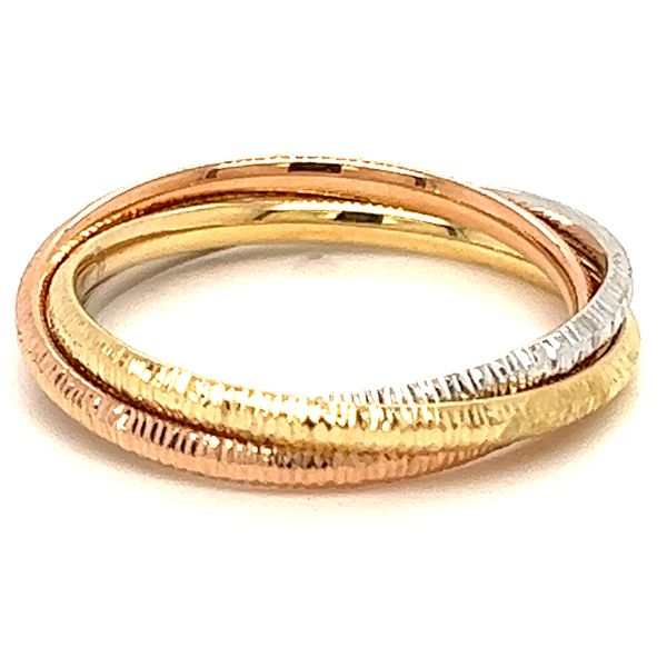14K Tri Color Triple Textured Band Charles Frederick Jewelers Chelmsford, MA