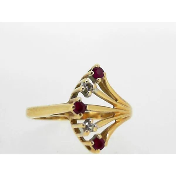 14K Yellow Gold Diamond And Ruby Ring