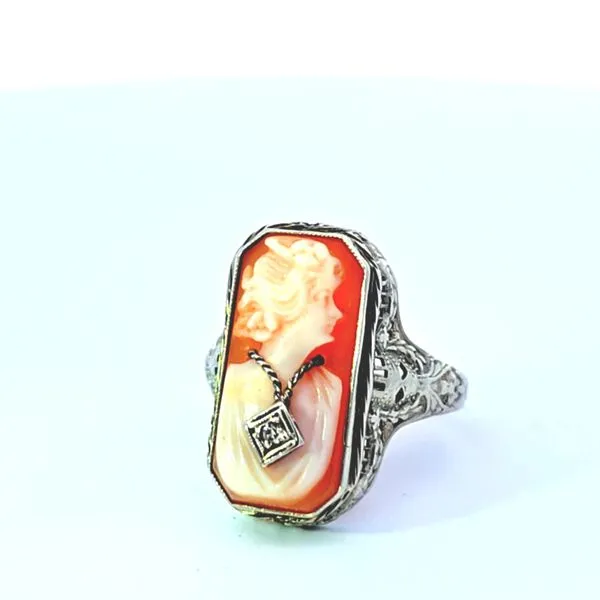 Estate- 14K White Gold Cameo Ring Size 6.50 (3 Grams)