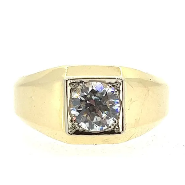 14KY Heavy  Large CZ Gents Ring.-Estate Charles Frederick Jewelers Chelmsford, MA