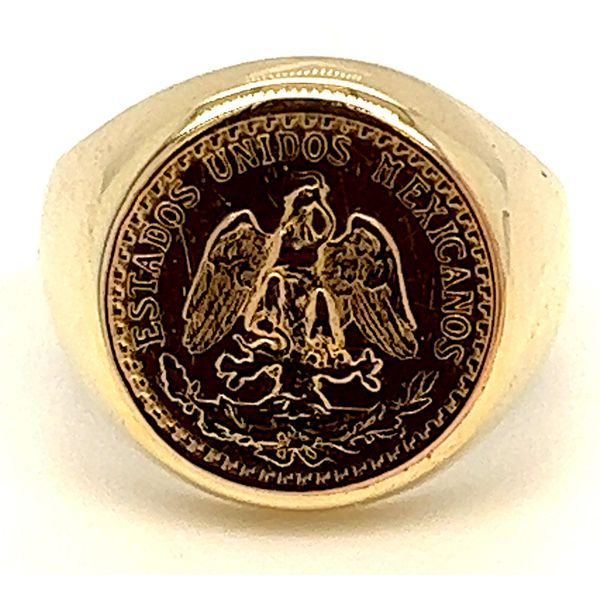14KY Mexican Coin Signet Ring Charles Frederick Jewelers Chelmsford, MA