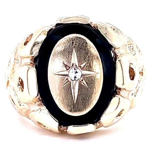 10KY Gents Diamond And Onyx Ring Charles Frederick Jewelers Chelmsford, MA