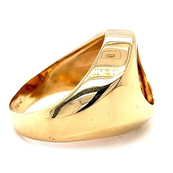 14KY Heavy Mexican Peso Signet Ring Image 2 Charles Frederick Jewelers Chelmsford, MA
