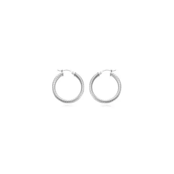 14KW 3x25mm Twisted Hoop Earrings Charles Frederick Jewelers Chelmsford, MA