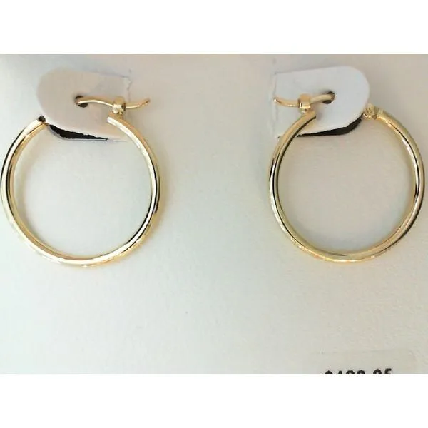 14k yellow gold hoop earrings 1.5x20mm Charles Frederick Jewelers Chelmsford, MA