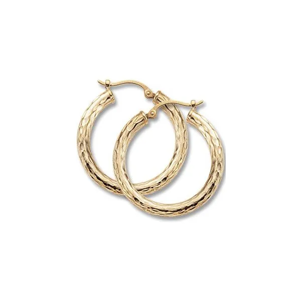 14KY Diamond Cut Hoop Earrings similar item image