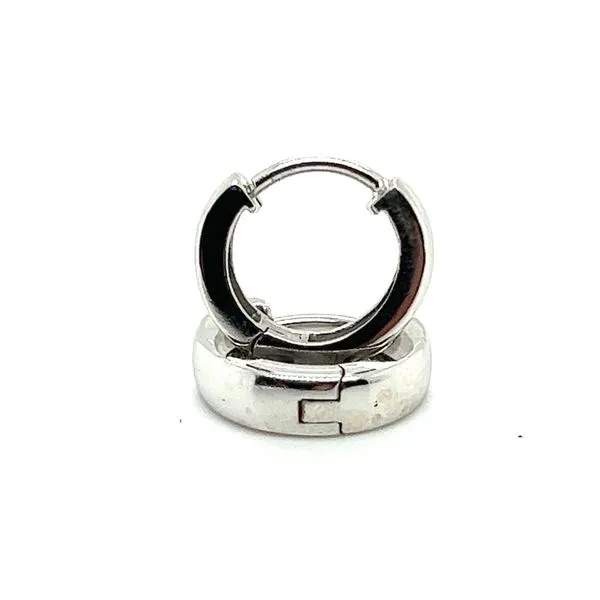 18KW Solid Hinged Huggie Hoops Charles Frederick Jewelers Chelmsford, MA