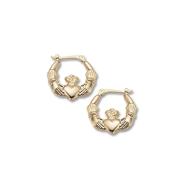 14KY Medium Claddagh Hoop Earrings Charles Frederick Jewelers Chelmsford, MA