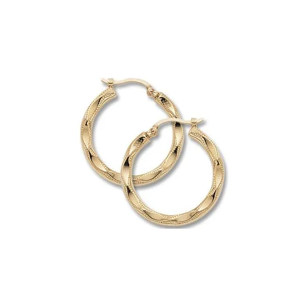 14K Large Embossed Hoop Earrings Charles Frederick Jewelers Chelmsford, MA