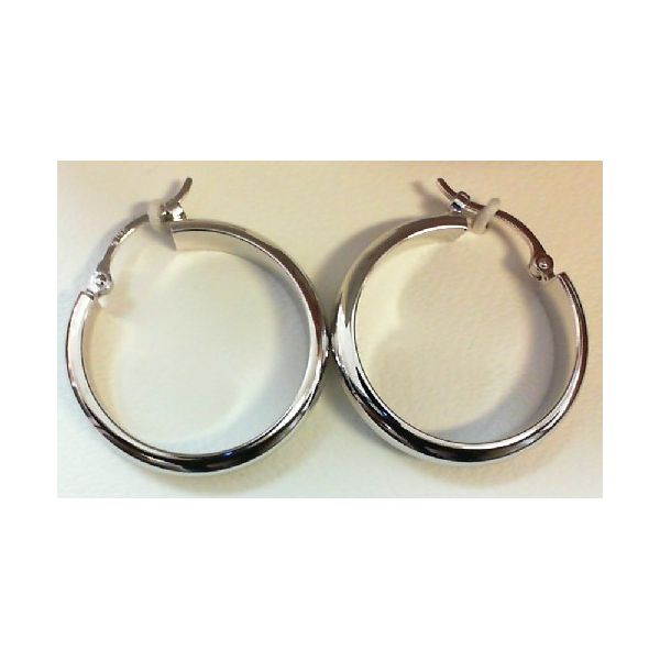 14K White Gold Hoop Earrings Charles Frederick Jewelers Chelmsford, MA